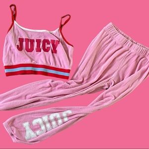 Juicy by Juicy Couture Terry Cloth Joggers and Crop Top Set Size Small